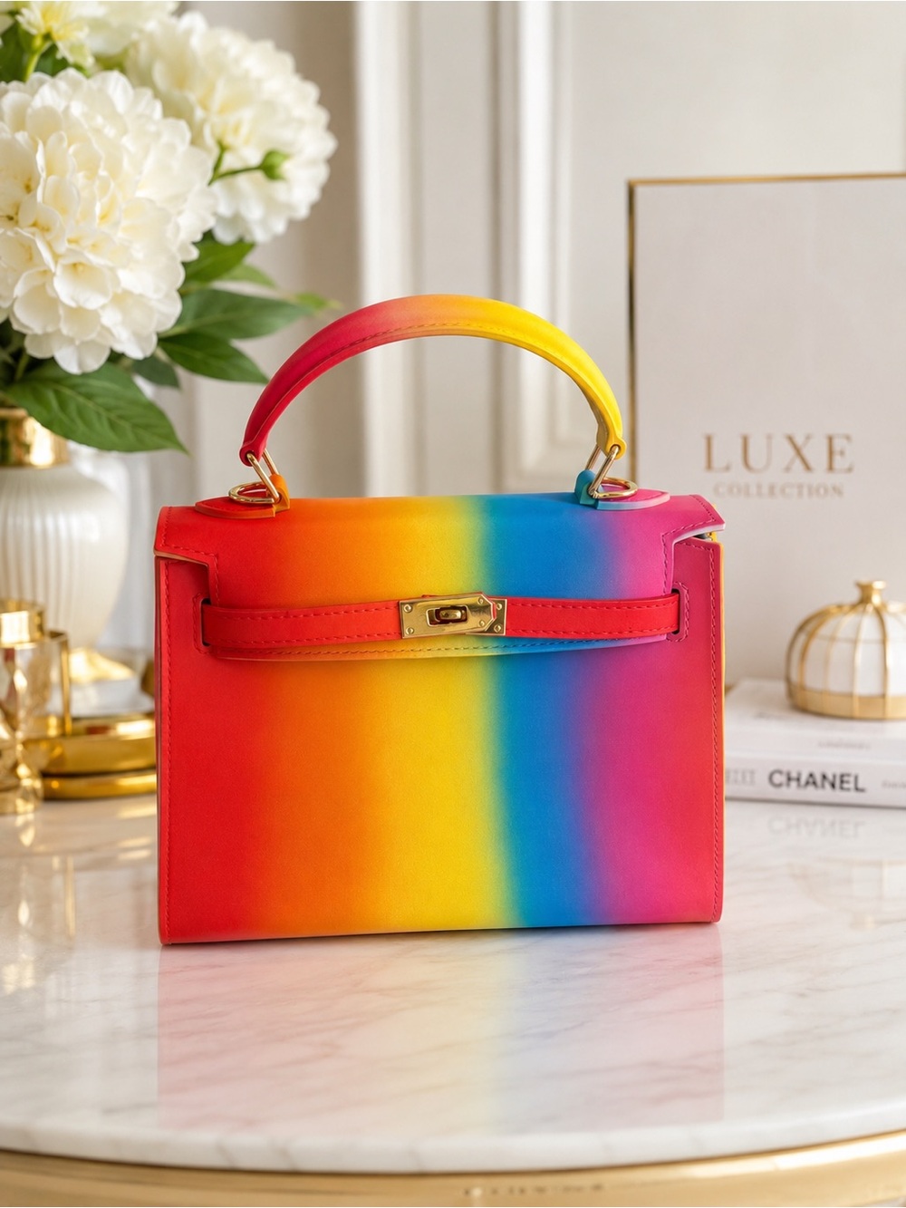 Rainbow Gradient Top-Handle Jelly Bag - Multicolor